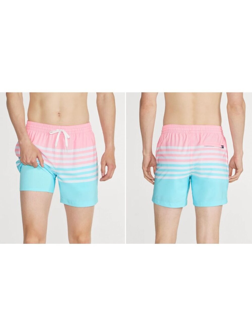 Chubbies Mens On The Horizons Pink and Blue Striped Lined Classic Swim Trunk 3XL